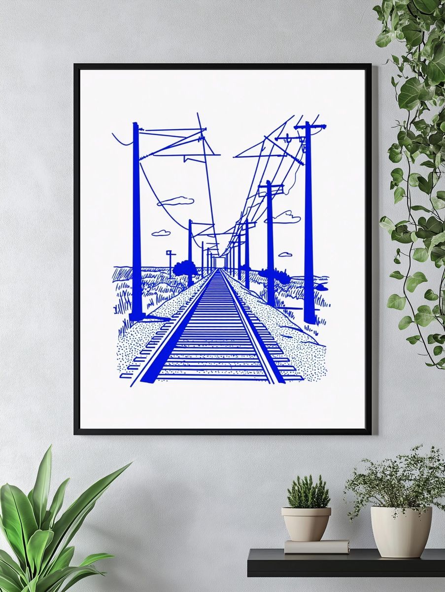 Railway Tracks — Illustration Print. — room view 4