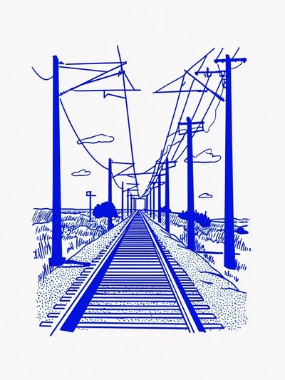 Railway Tracks — Illustration Print. poster print