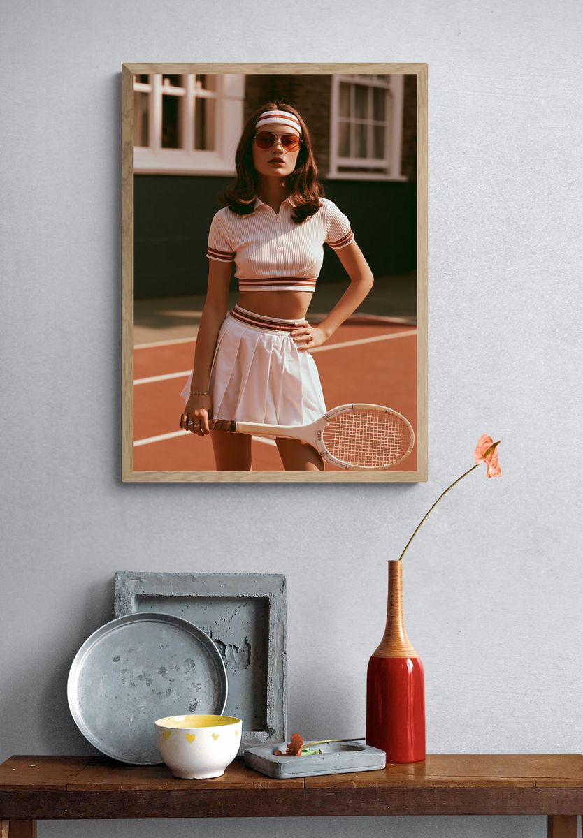 Retro Tennis Portrait Poster. — room view 3