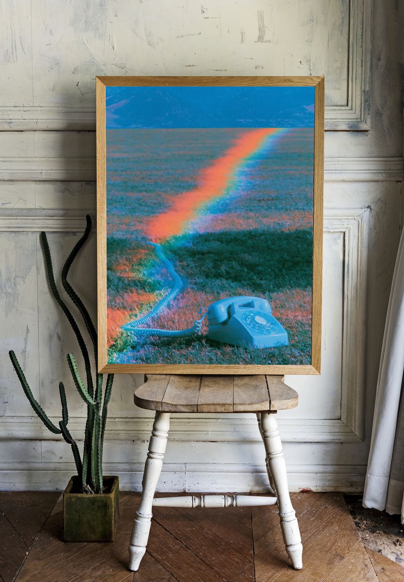 Rainbow Telephone Field Photography Poster. room preview