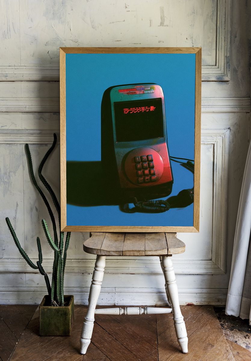 Retro Payphone Neon Poster. room preview