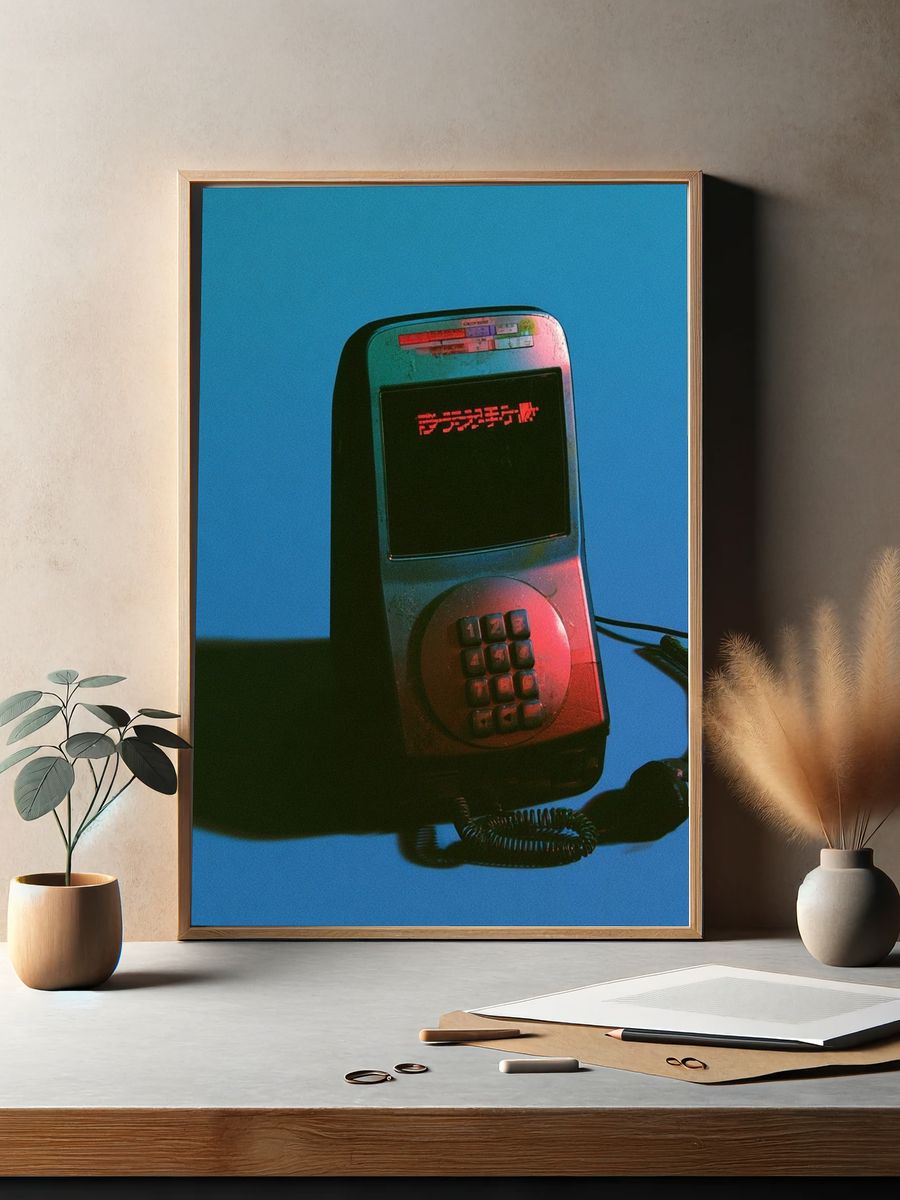 Retro Payphone Neon Poster. — room view 2