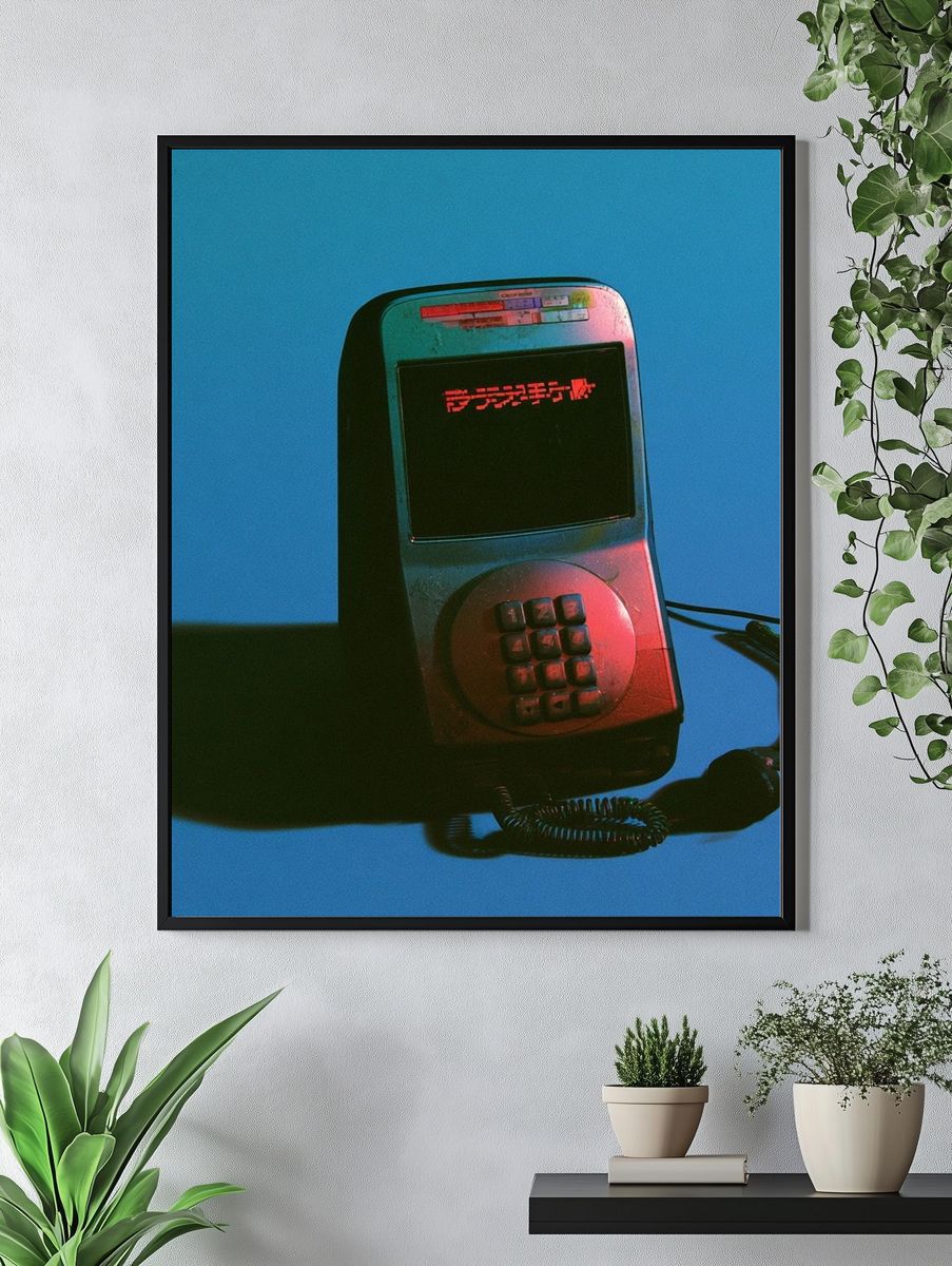 Retro Payphone Neon Poster. — room view 4