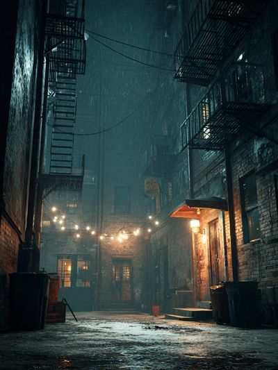 Rainy Urban Alley Photography Poster. poster print