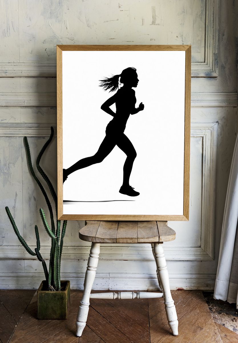 Running Woman Silhouette Poster. room preview
