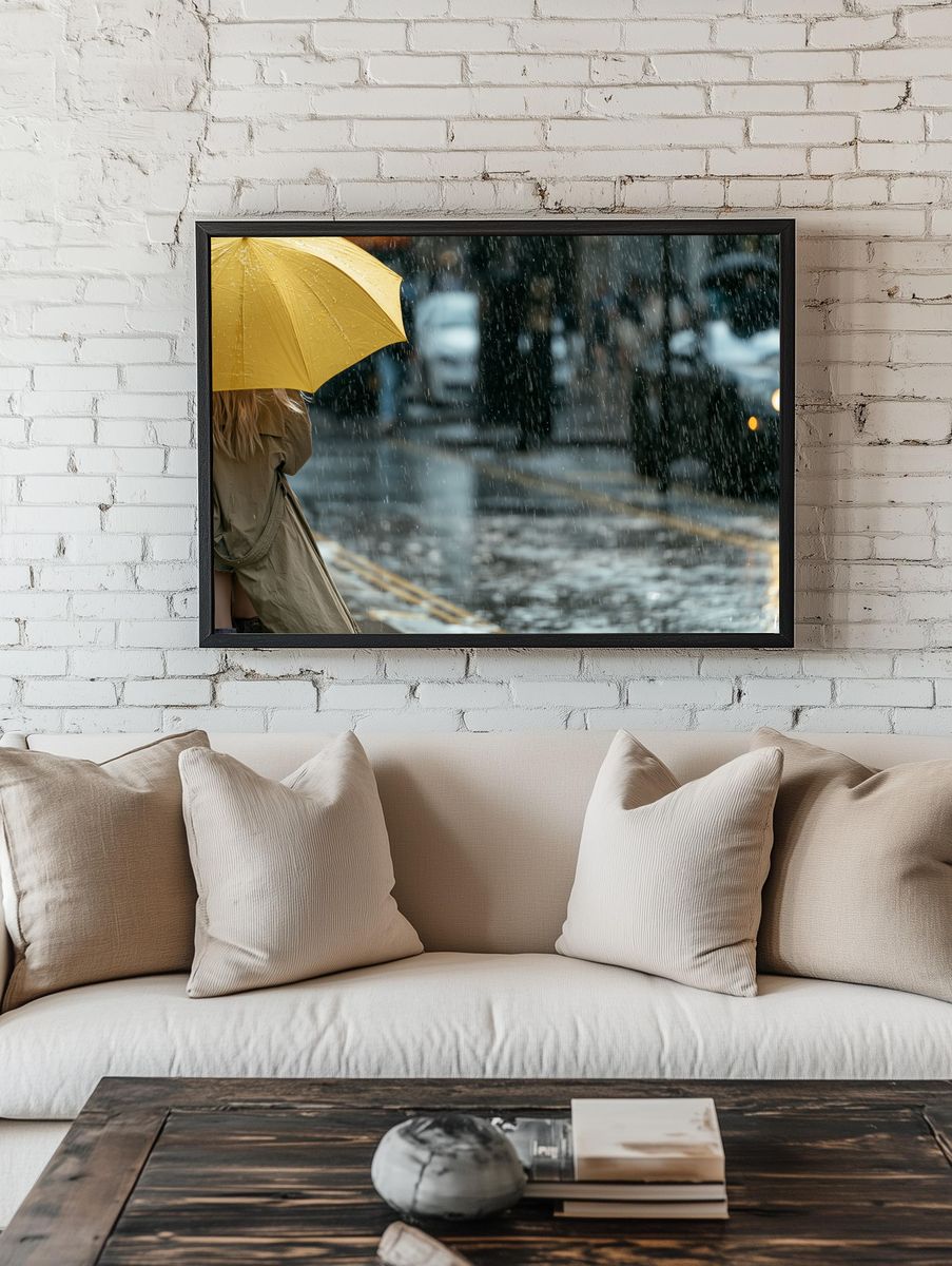 Rainy City Umbrella Photography Poster. room preview