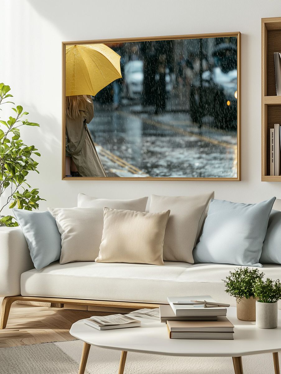 Rainy City Umbrella Photography Poster. — room view 2