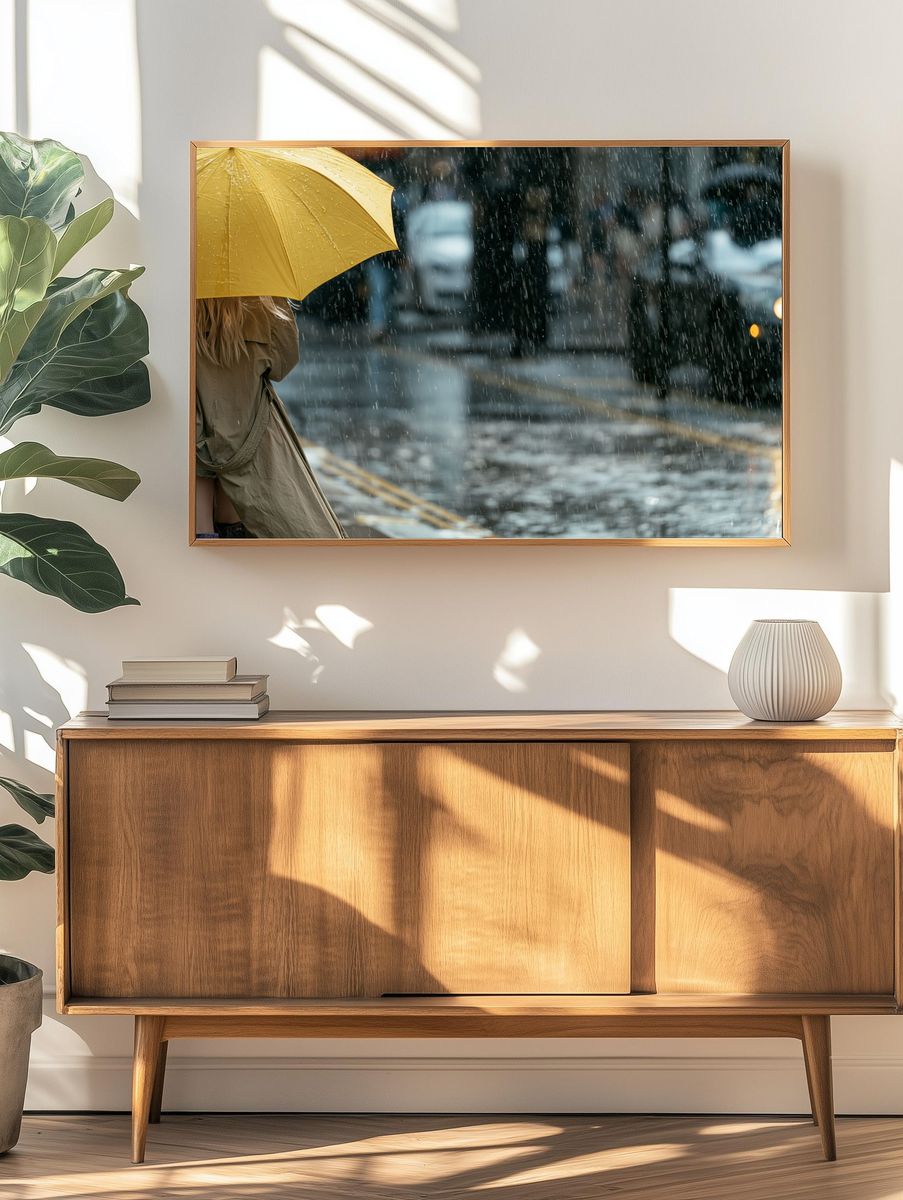 Rainy City Umbrella Photography Poster. — room view 3