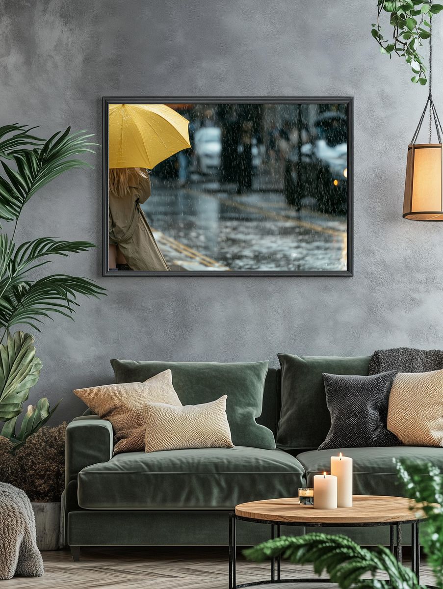 Rainy City Umbrella Photography Poster. — room view 4
