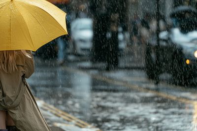 Rainy City Umbrella Photography Poster.