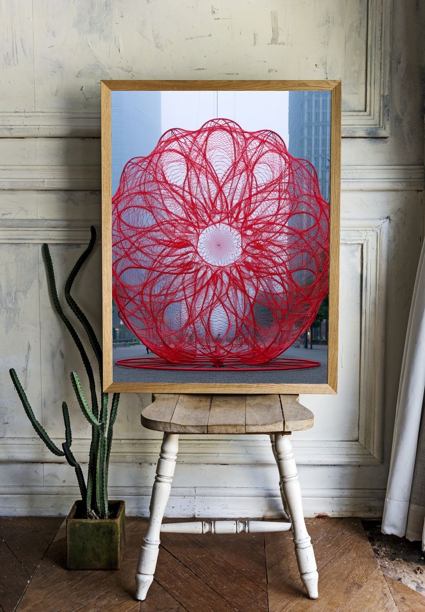Red Urban Sculpture Photography Poster. room preview