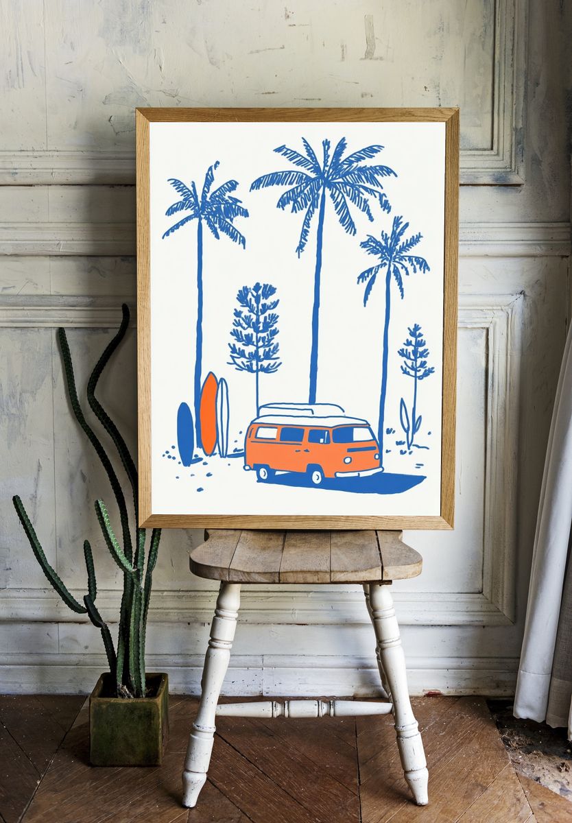 Retro Surf Van and Palms Poster room preview