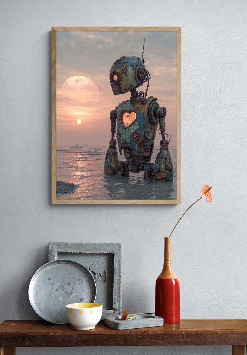 Robot with Heart — Surrealism Print. — room view 3