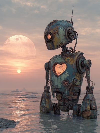 Robot with Heart — Surrealism Print. poster print