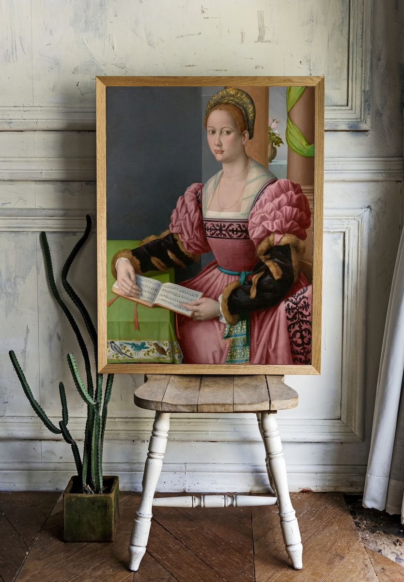 Renaissance Woman with Music — Fine Art Print room preview