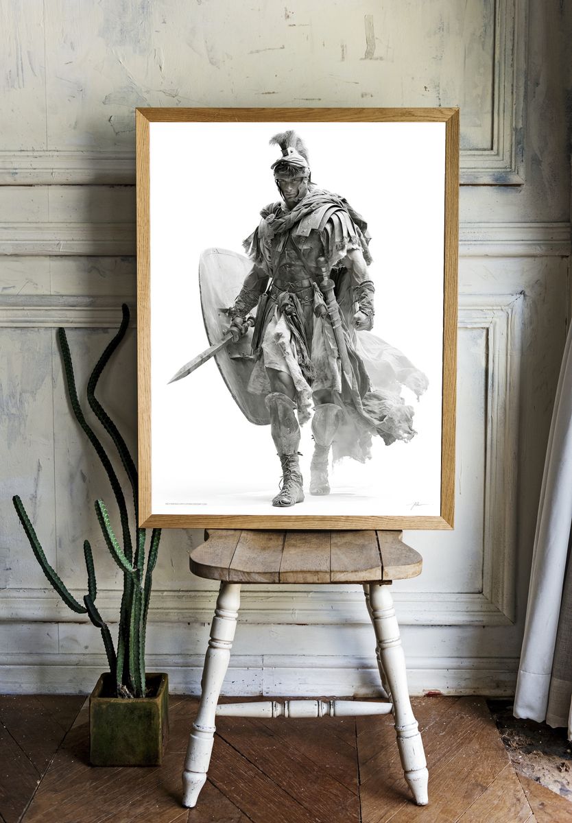 Roman Warrior Portrait Print. — room view 1