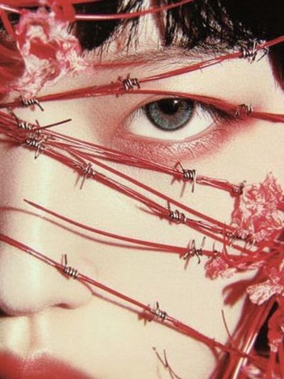 Red Wire Eye Portrait Print. poster print