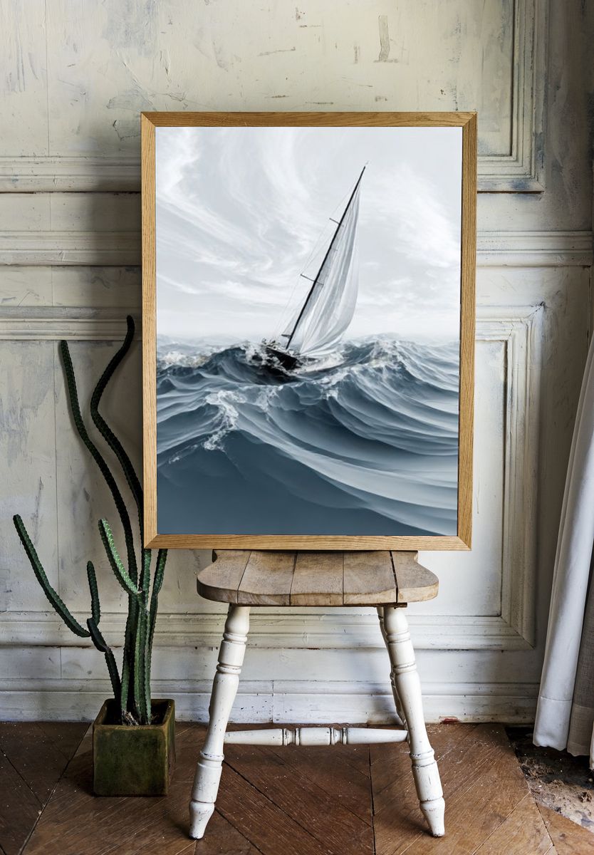 Sailing Through Waves Photography Poster. — room view 1