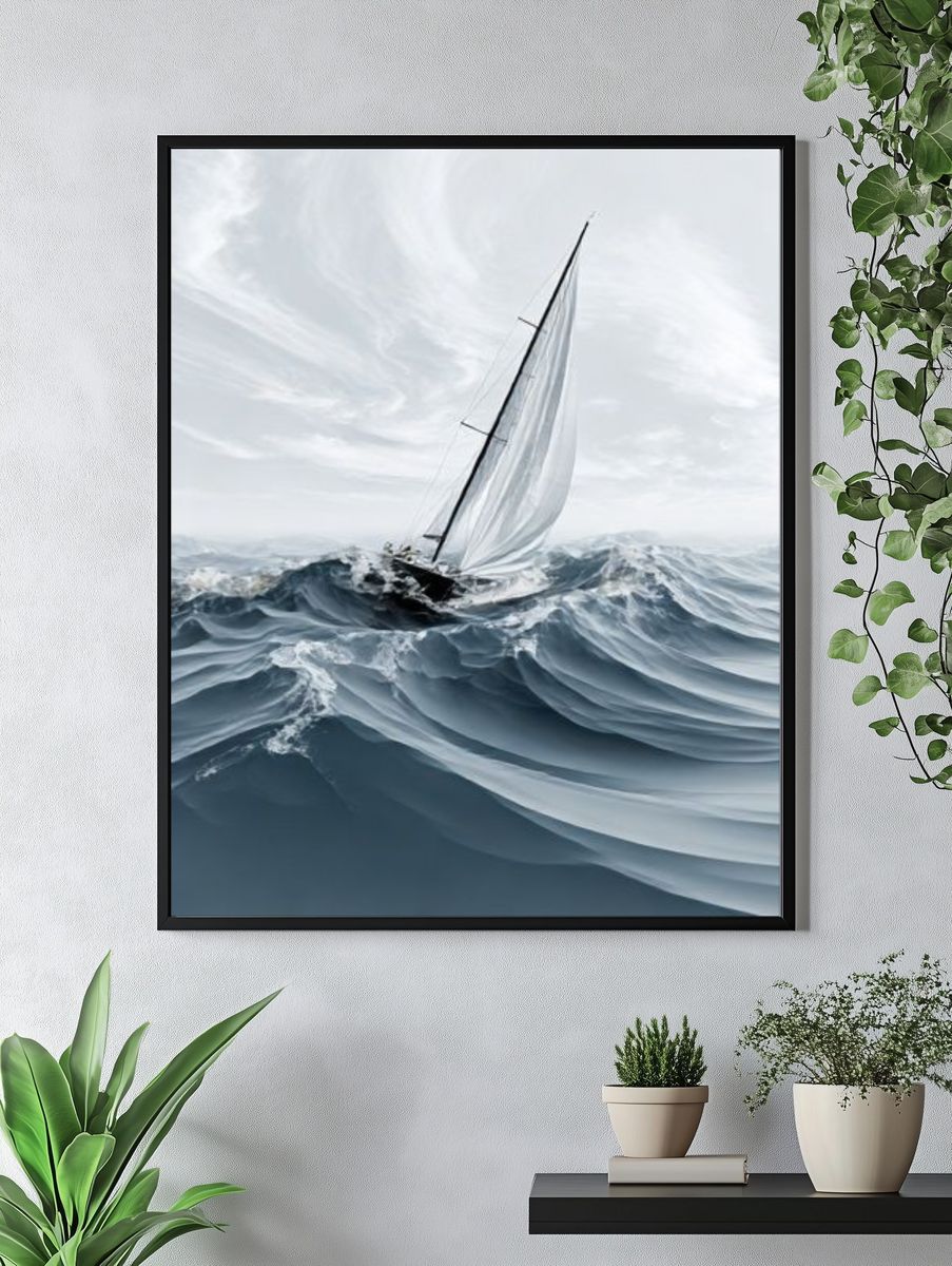 Sailing Through Waves Photography Poster. — room view 4