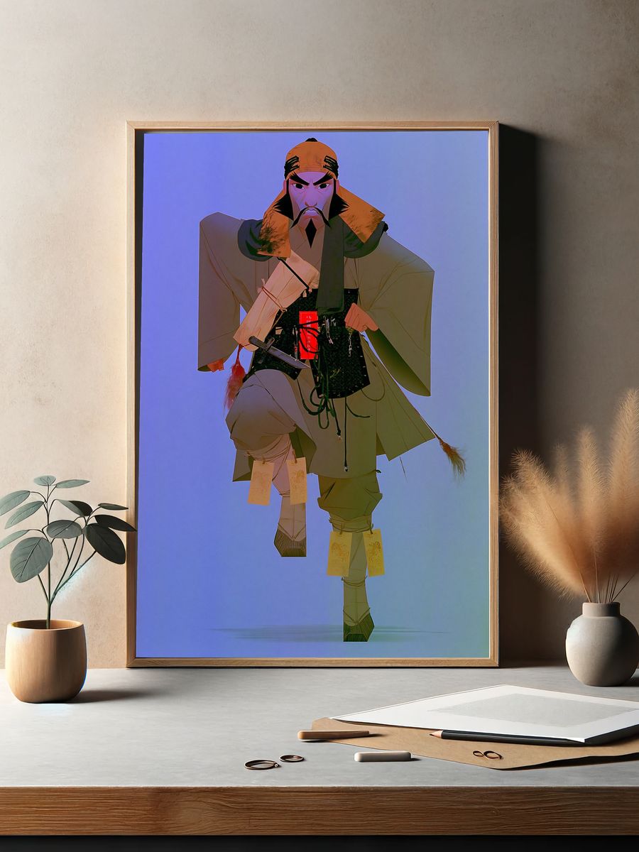 Samurai Warrior Digital Art Poster. — room view 2