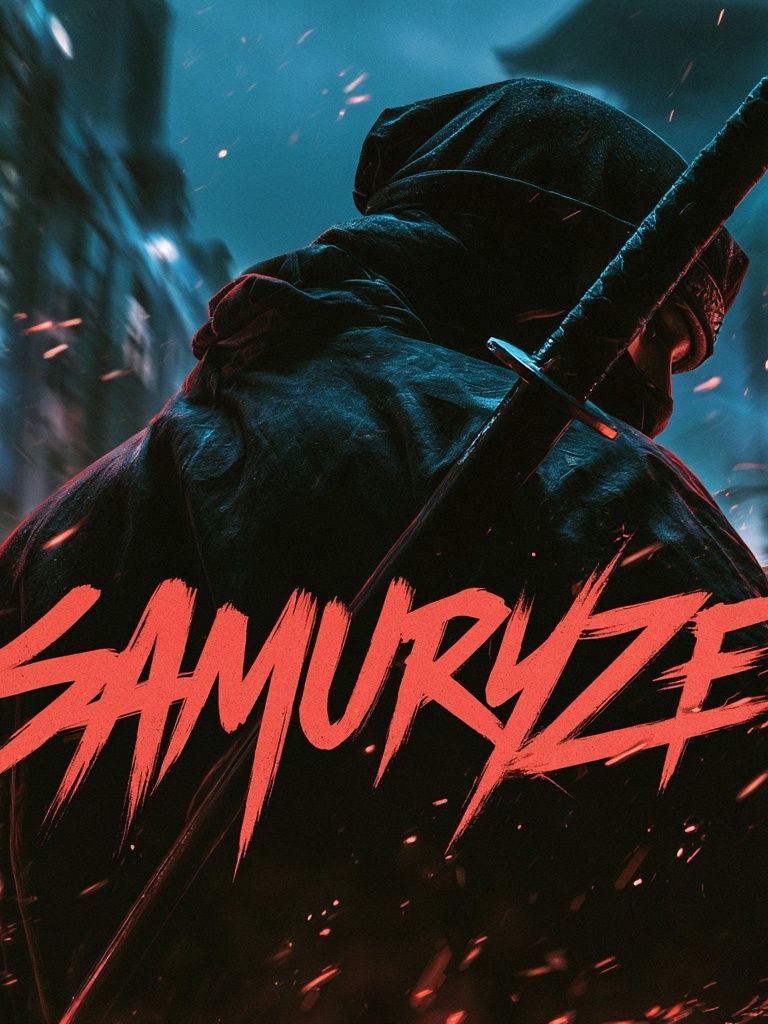 Samurai Neon Action Poster. poster — illustration art