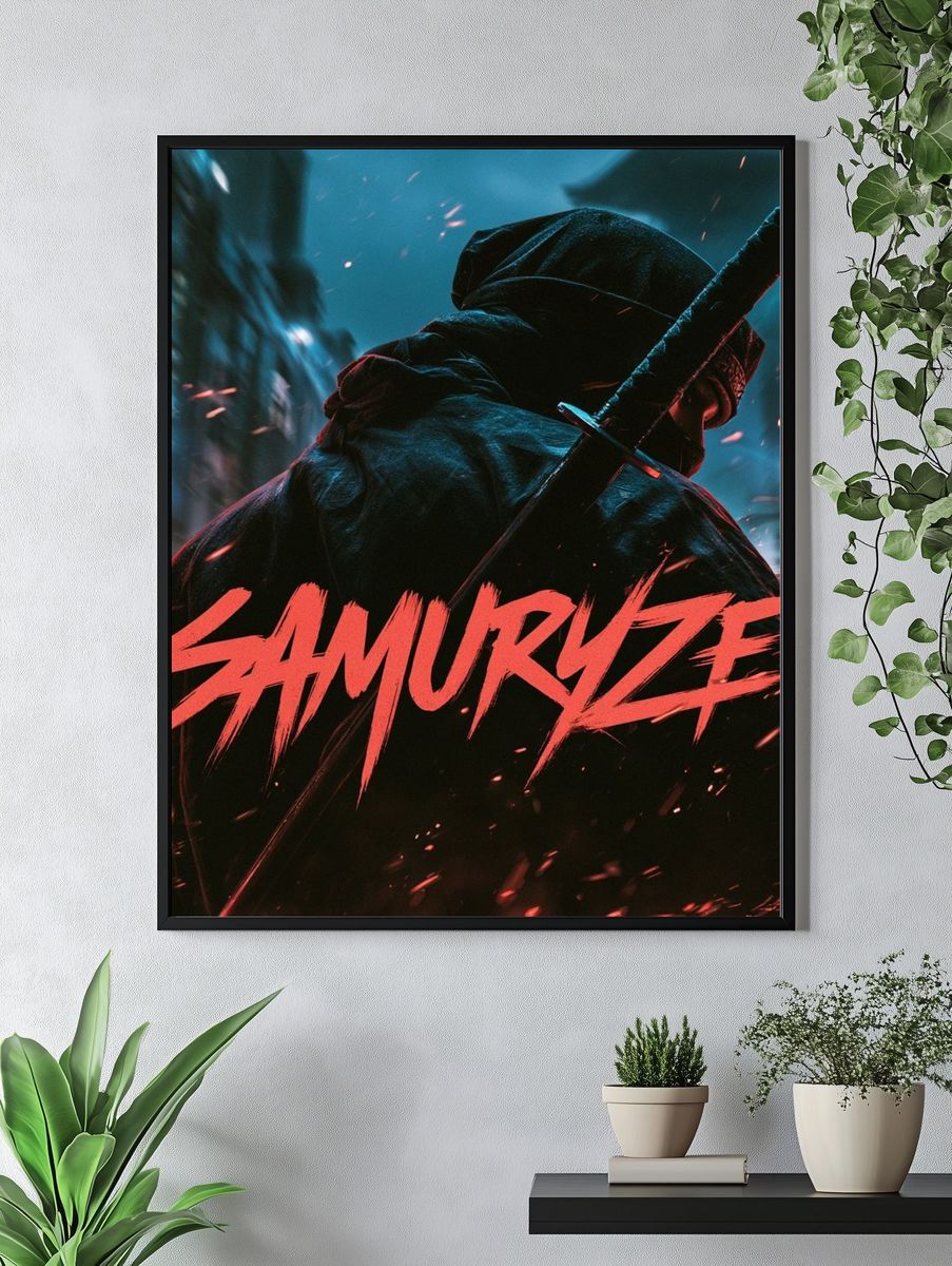 Samurai Neon Action Poster. — room view 4