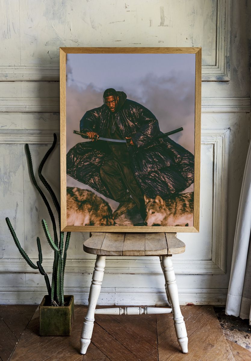 Samurai Warrior Portrait Print. — room view 1
