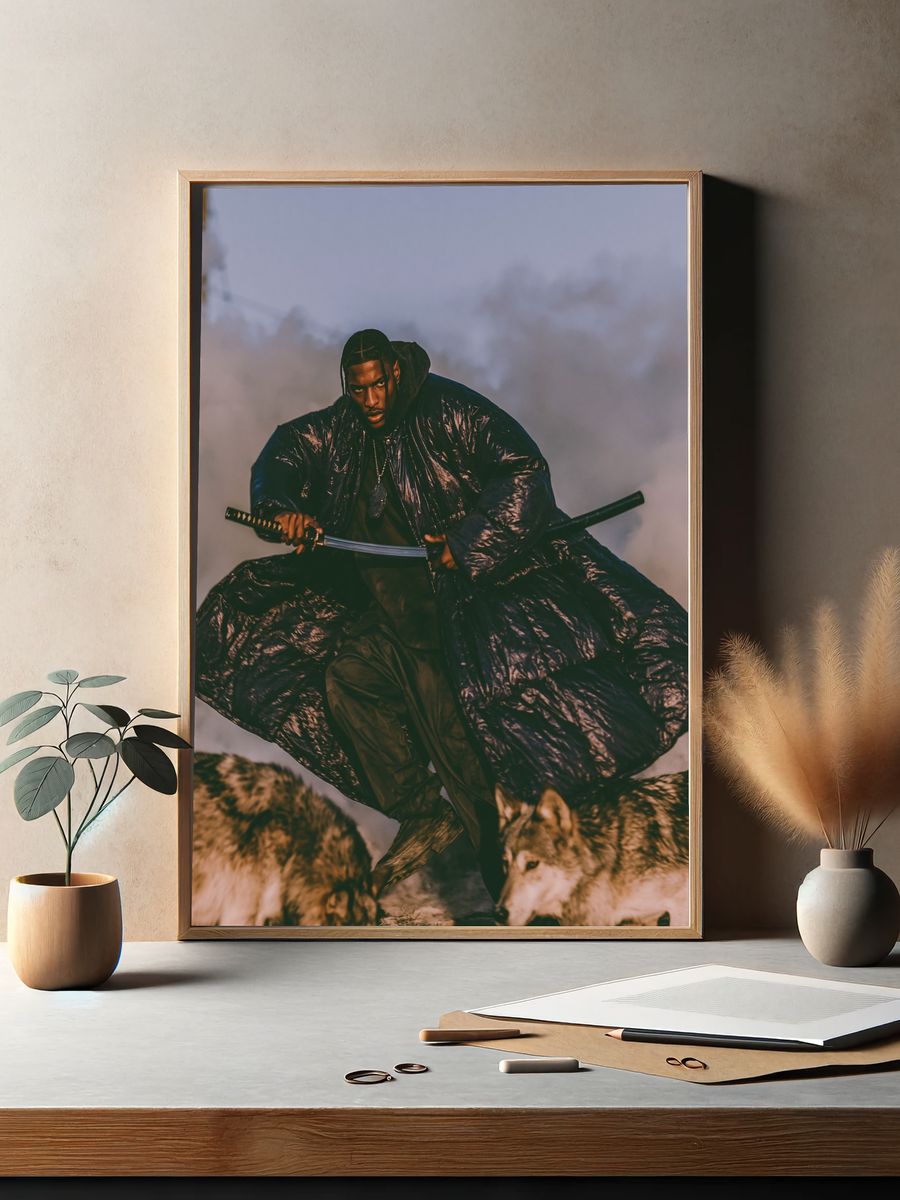 Samurai Warrior Portrait Print. — room view 2