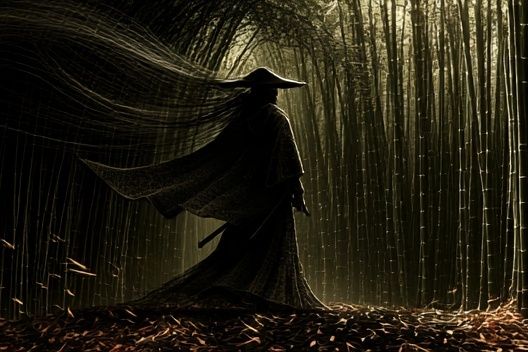 Samurai in Bamboo Forest Poster. poster — illustration art