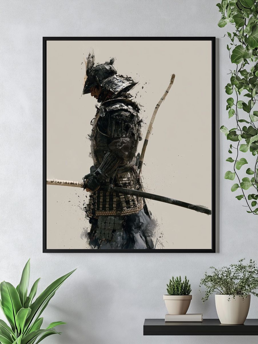 Samurai Warrior Ink Poster. — room view 4