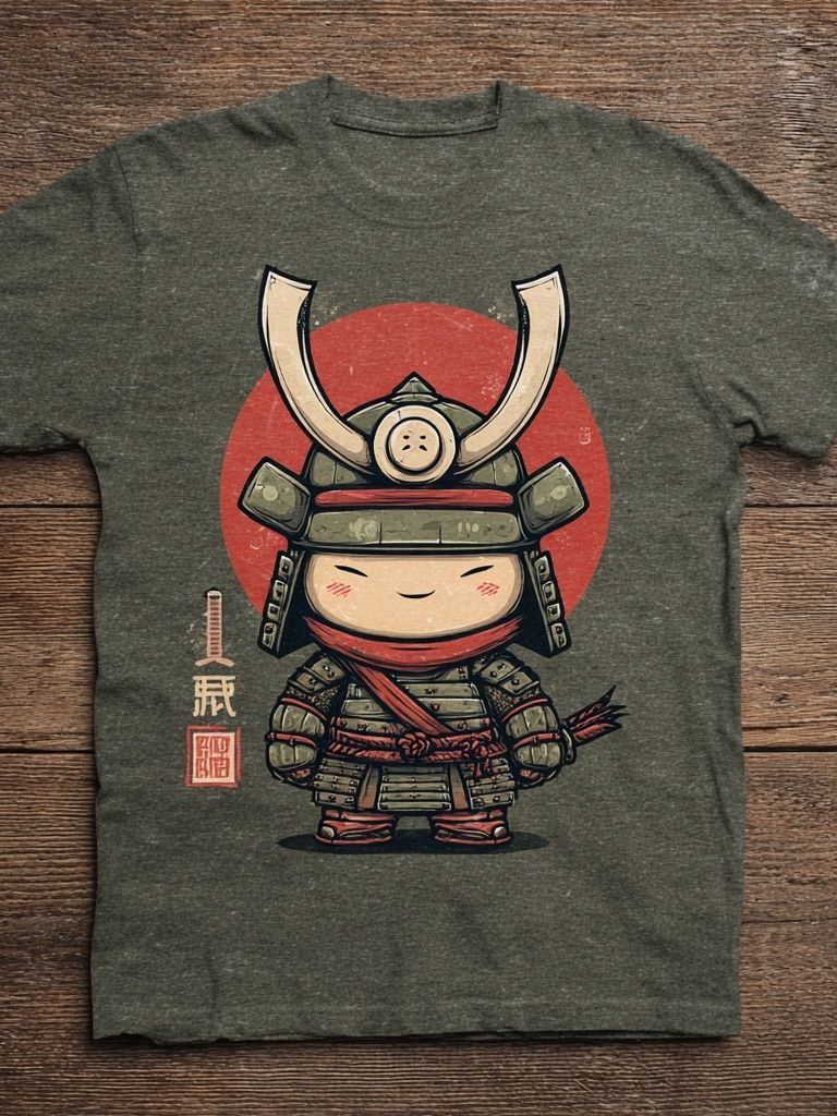 Cute Samurai Character — Illustration Print. poster — illustration art