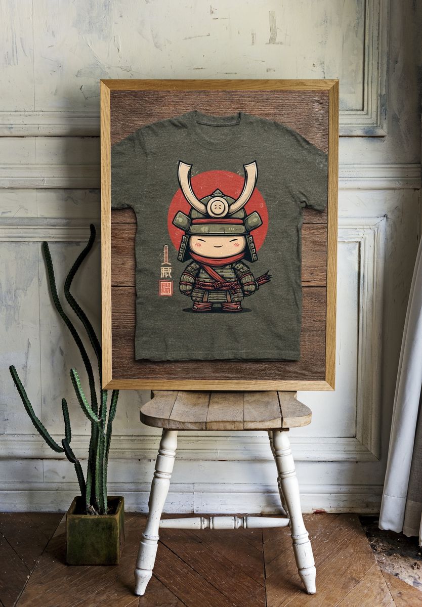 Cute Samurai Character — Illustration Print. room preview