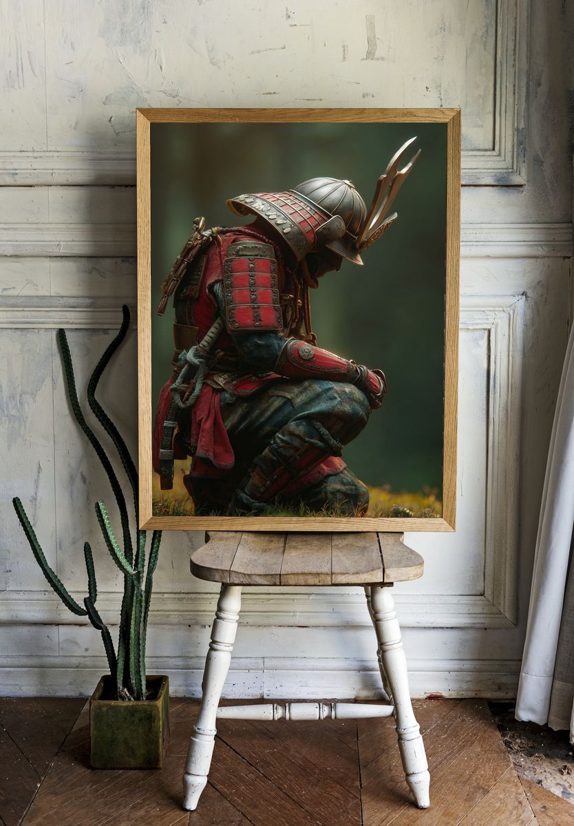 Samurai Warrior Fantasy Illustration Poster. room preview