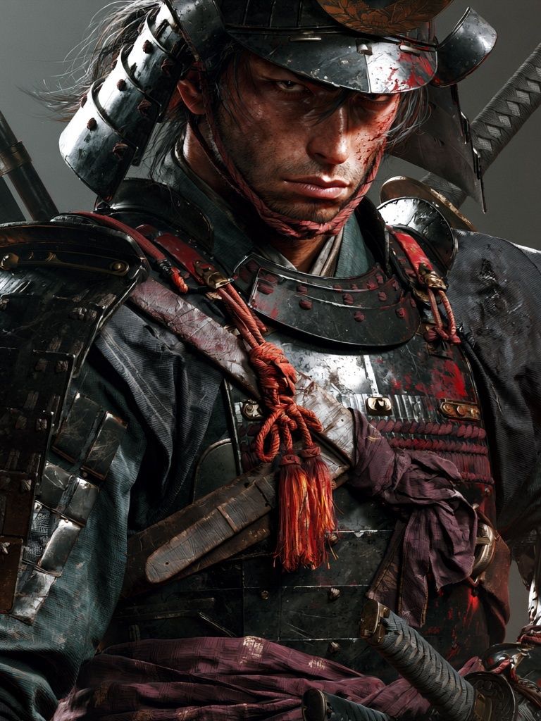 Samurai Warrior Portrait Print. poster detail