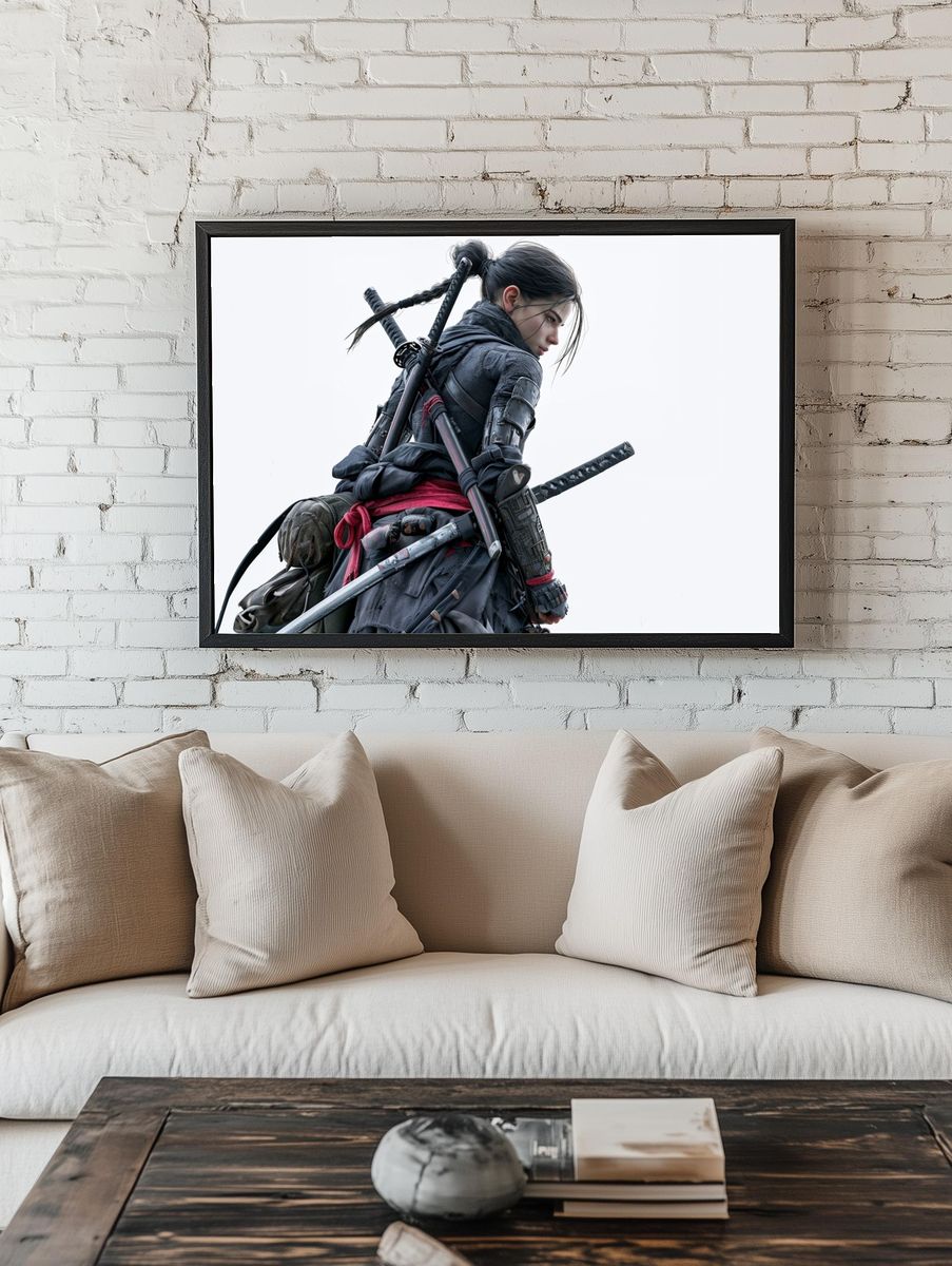 Samurai Warrior Digital Art Poster. — room view 1