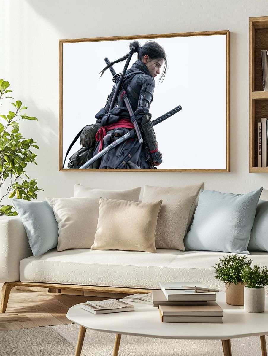 Samurai Warrior Digital Art Poster. — room view 2