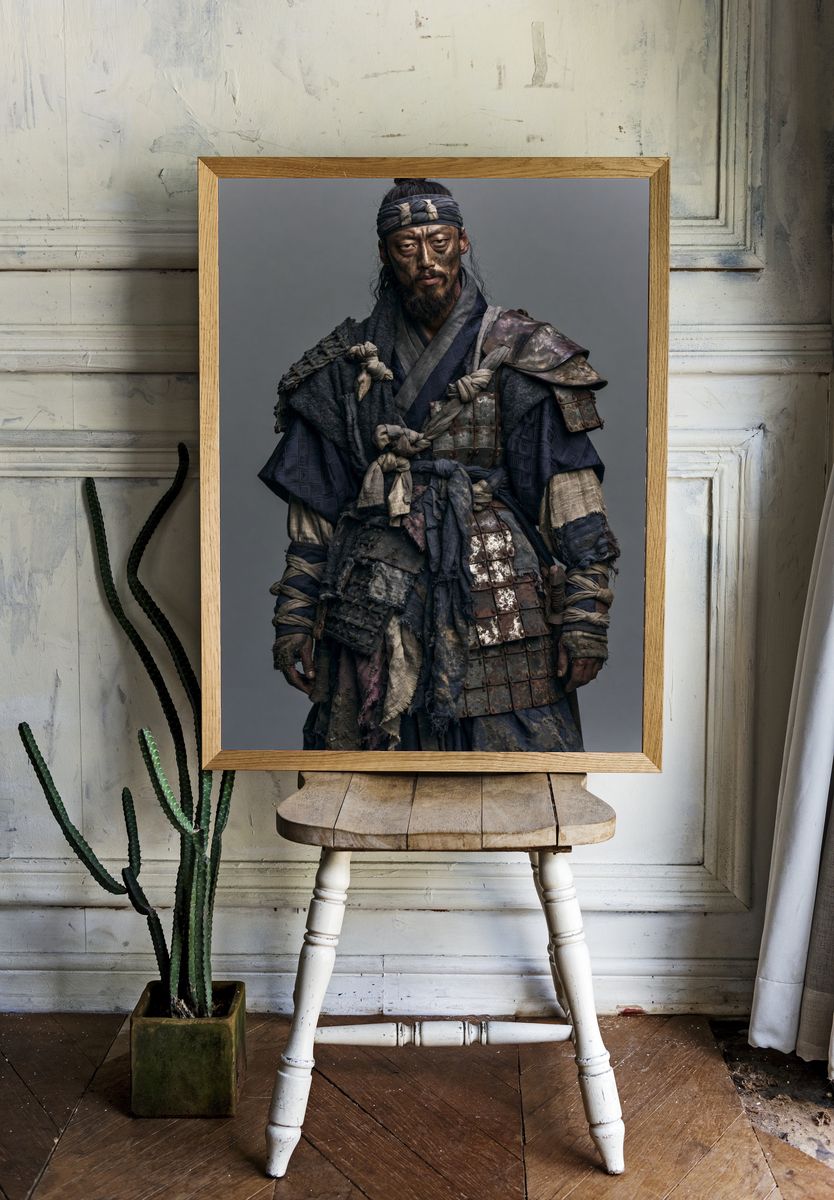 Samurai Warrior Portrait Print. room preview