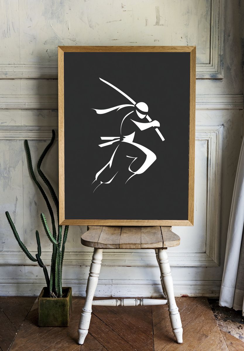 Samurai Silhouette Minimalist Poster room preview
