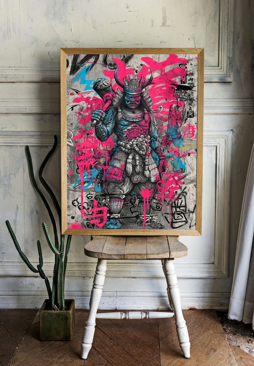 Samurai Warrior — Street Art Print room preview