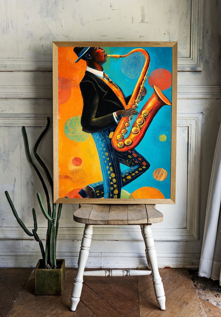 Saxophonist — Colorful Print room preview