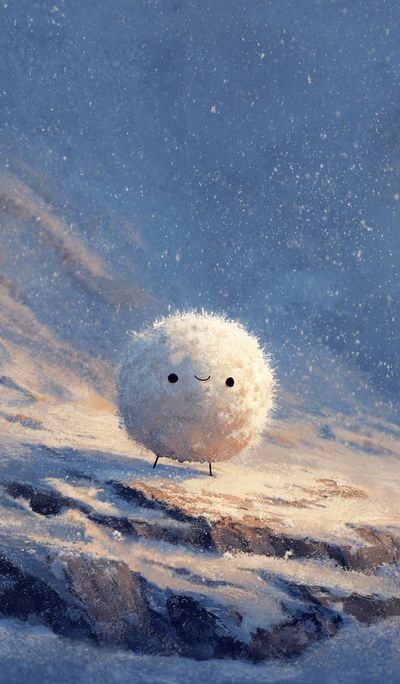 Snowball Character — Digital Art Print. poster print