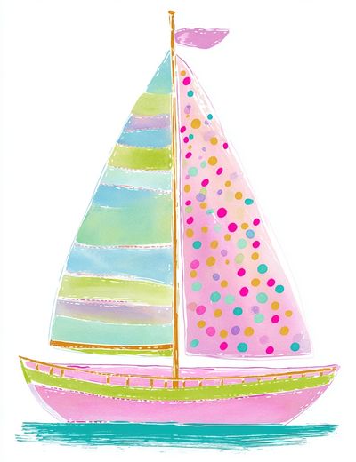 Colorful Sailboat Illustration Poster. poster