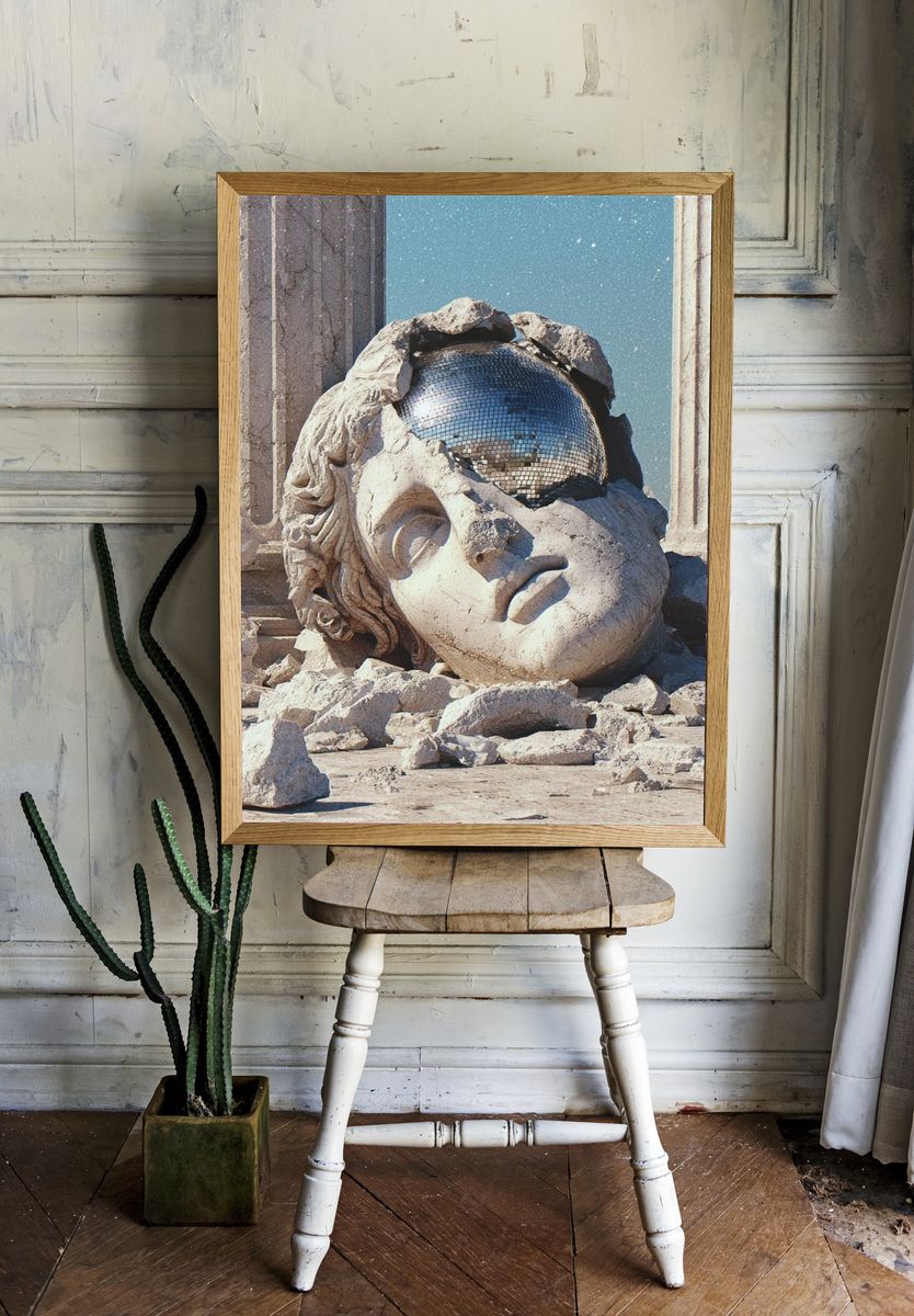 Broken Statue with Disco Ball — Surrealism Print room preview