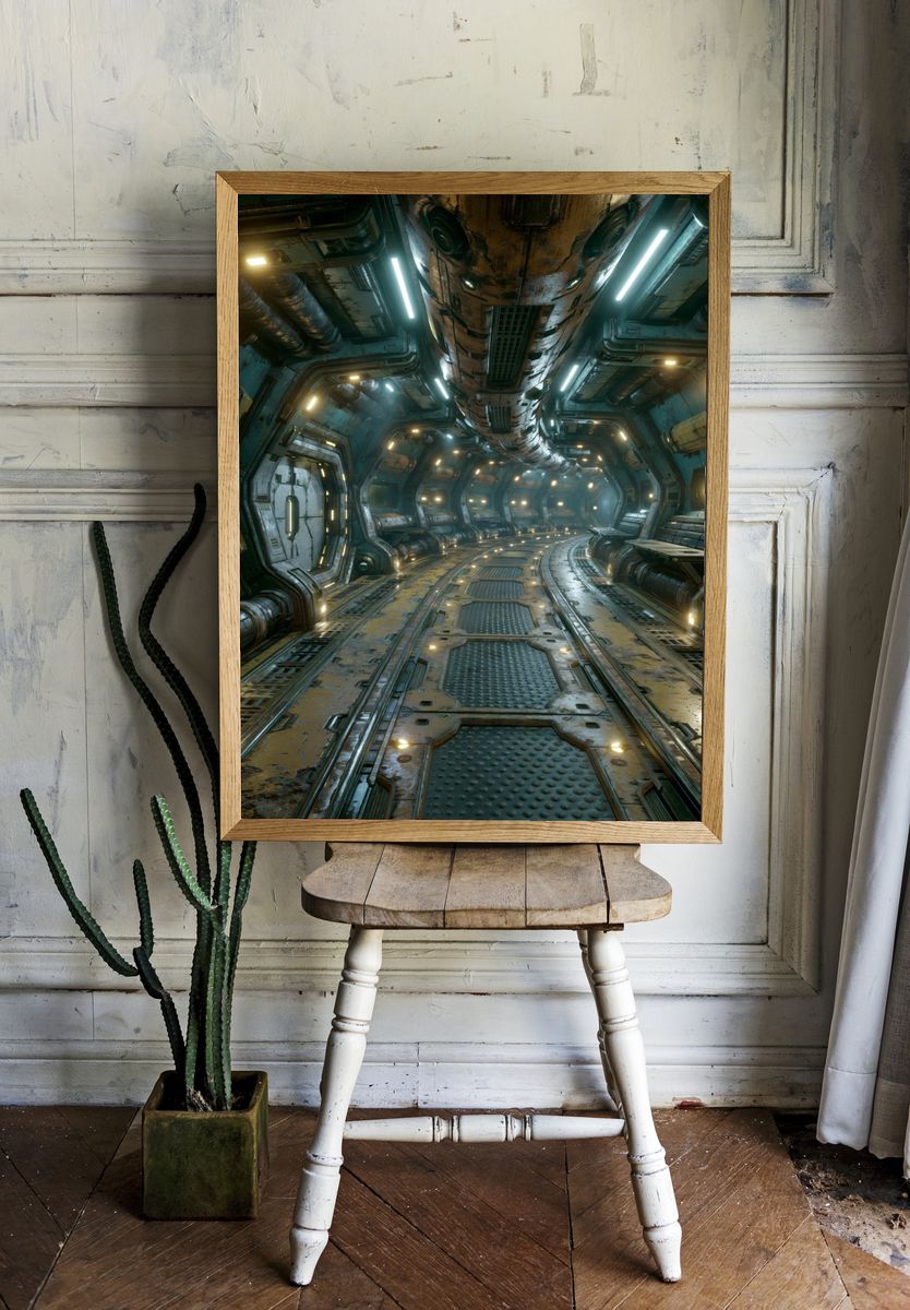 Sci-Fi Space Corridor Print. room preview