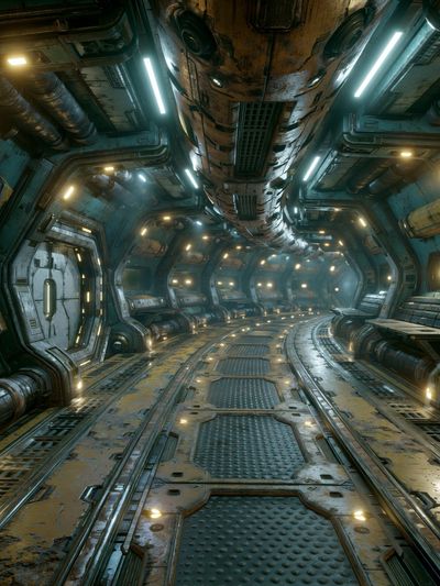 Sci-Fi Space Corridor Print. poster