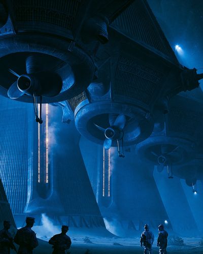 Sci-Fi Hangar Fleet Poster. poster