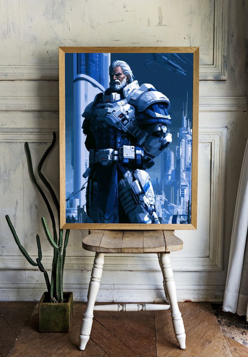 Cyberpunk Sentinel — Sci-Fi Print. — room view 1