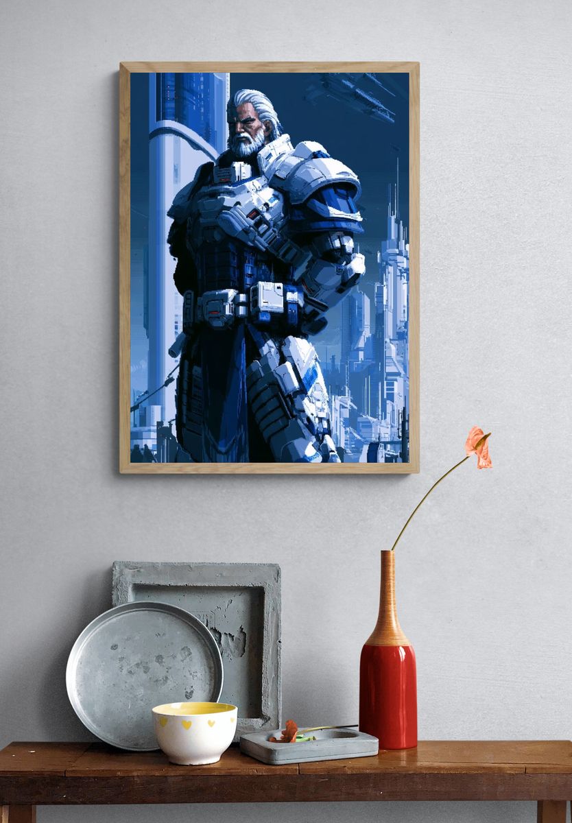 Cyberpunk Sentinel — Sci-Fi Print. — room view 3