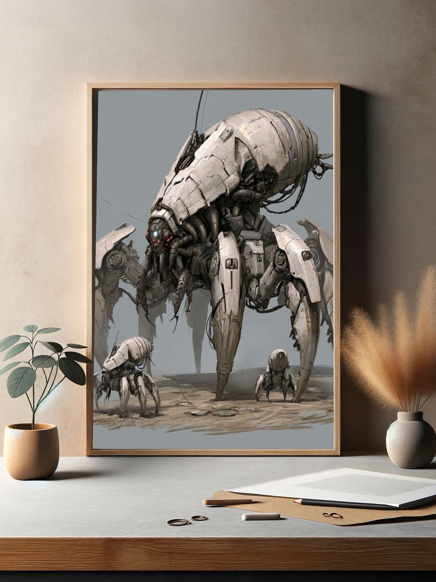 Mechanical Spider Sci-Fi Illustration Poster. — room view 2