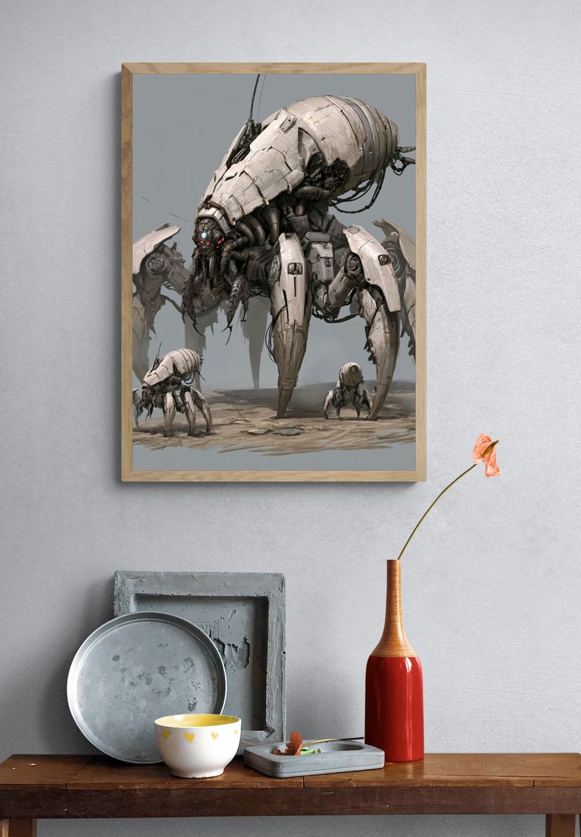 Mechanical Spider Sci-Fi Illustration Poster. — room view 3